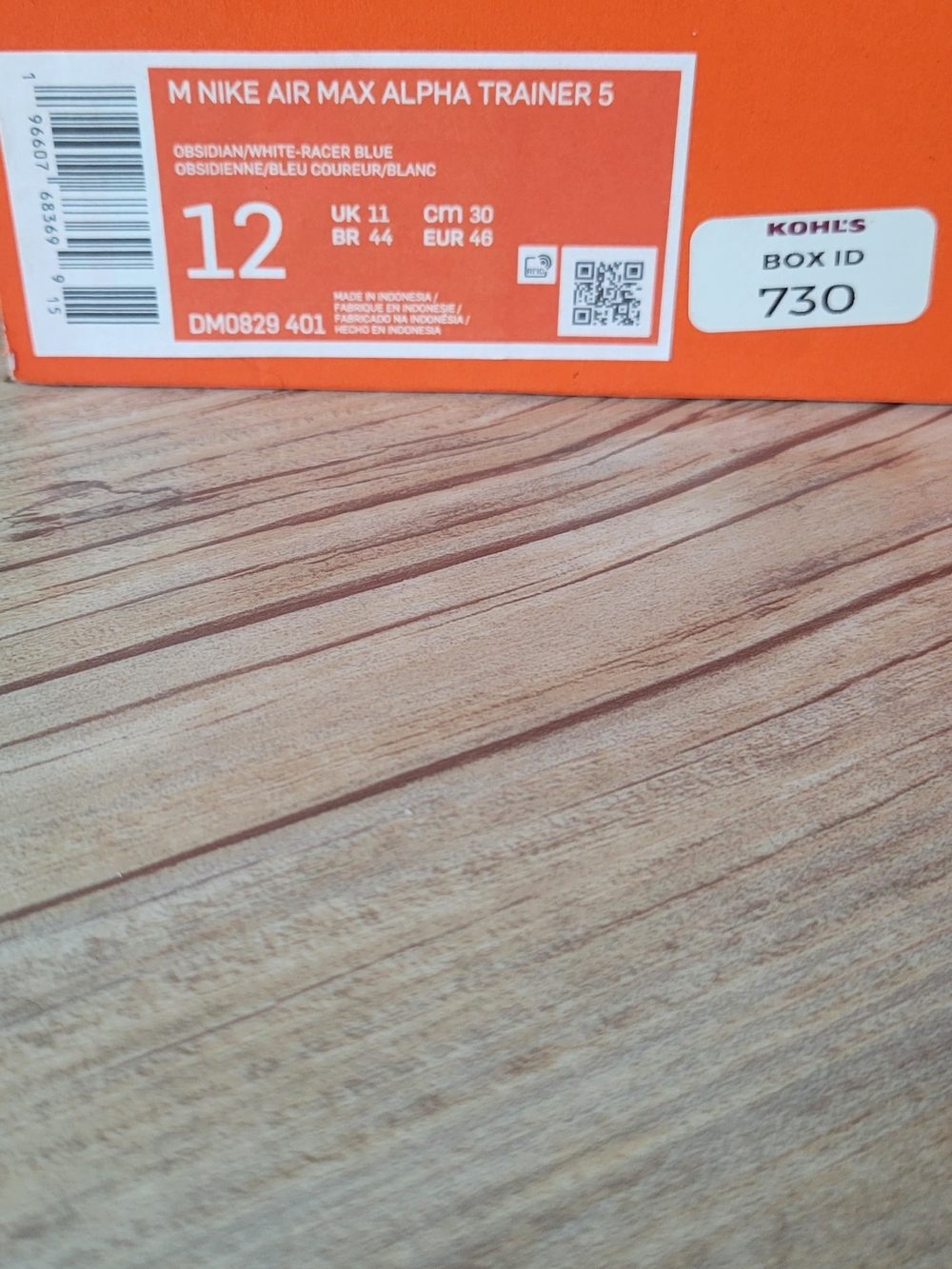 Nike Orange Shoe Box with White Labeling and Size 12